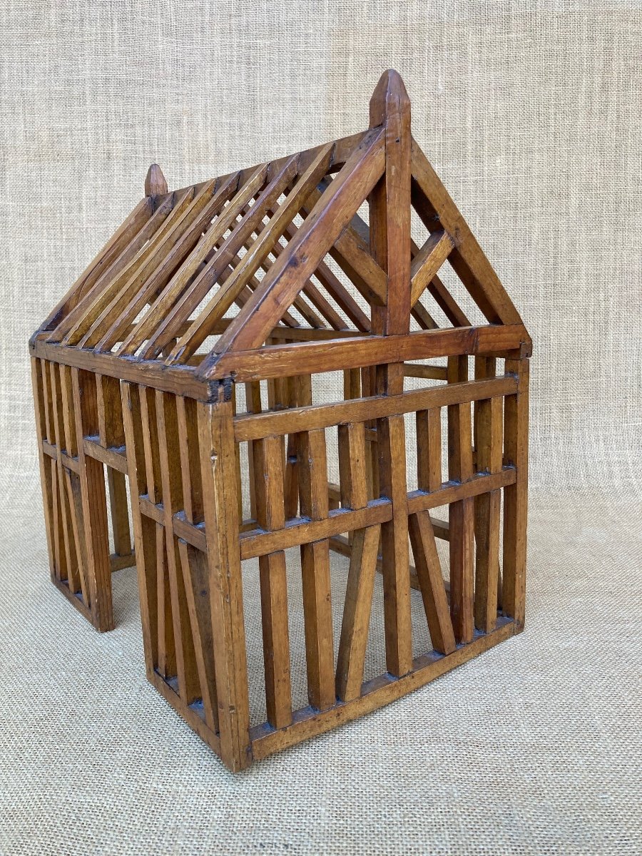 Maquette De Charpente En Bois, Maison En Colombages, Travail De Maitrise XXem-photo-4