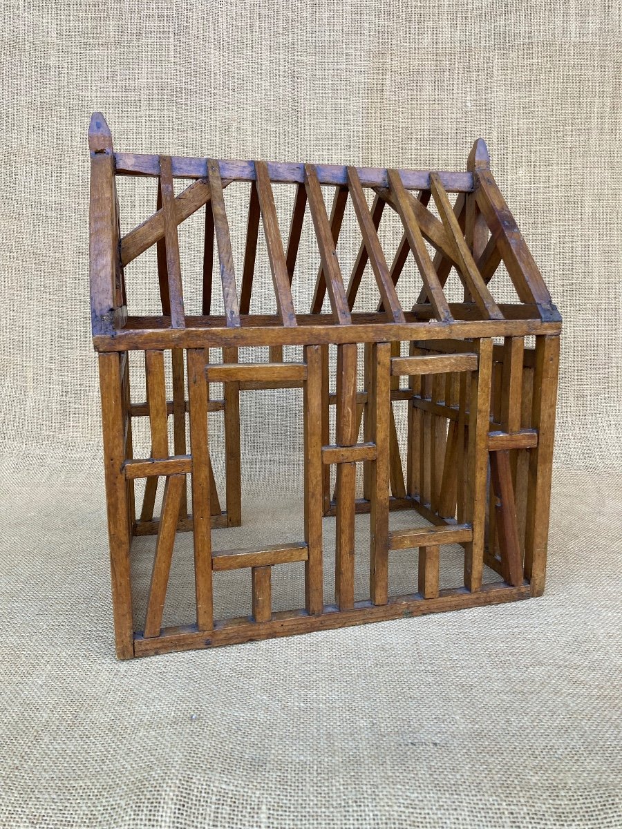 Maquette De Charpente En Bois, Maison En Colombages, Travail De Maitrise XXem