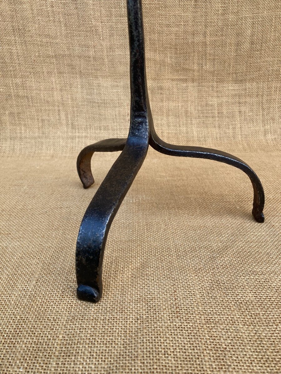 Candlestick, Resin Holder, 18th Century Wrought Iron Shard Holder, Cross Decor, Folk Art.-photo-4