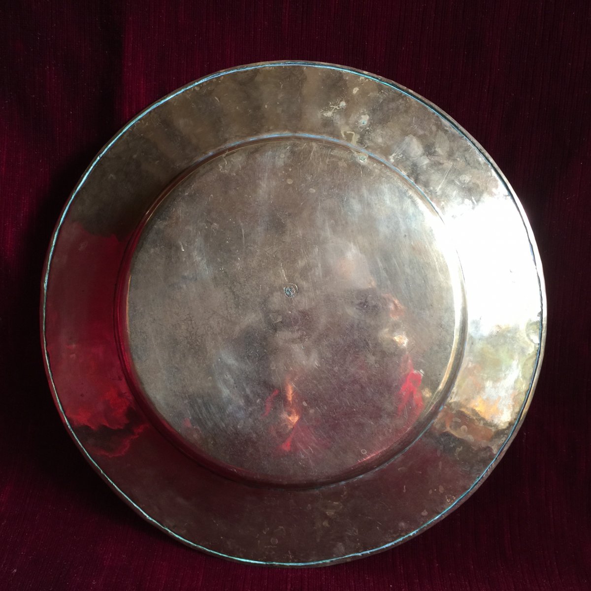Offering Dish Quest Plate In Brass Engraved With A Radiant Guilloche Sun - XVIIIth -  With Brands Marks-photo-3