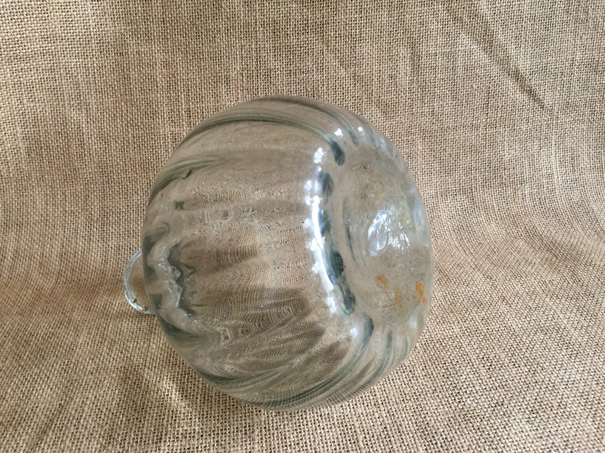 Late 18th Century Decanter In Ringed Globular Shape - Slightly Smoked Glass - Normandy Glassware?-photo-1