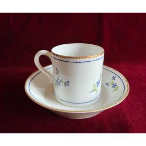 18th Porcelain Cup And Saucer Decorated With Barbel And Guilloché Golden Edges - Niderviller