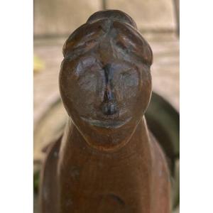 Anthropomorphic Snuff Bottle, Woman's Head, 19th Century, Fruit Wood, System