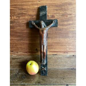 Monoxyl Crucifix Christ In Carved Wood Popular Folk Religious Art 19th Century