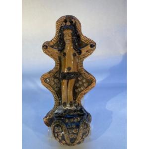 Holy Water Font Glazed Earth North Boulogne Sur Mer XVIIIth Folk Art 