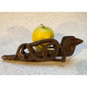 19th Century Popular Art Monoxyl Carved Wood Pipe