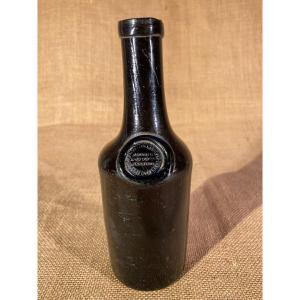 Small 19th Century Blown Glass Bottle, Cazaux Pharmacy Stamp