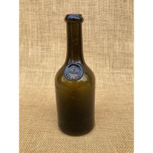 Small 19th Century Blown Glass Bottle, Lamouroux Stamp, Folk Art 