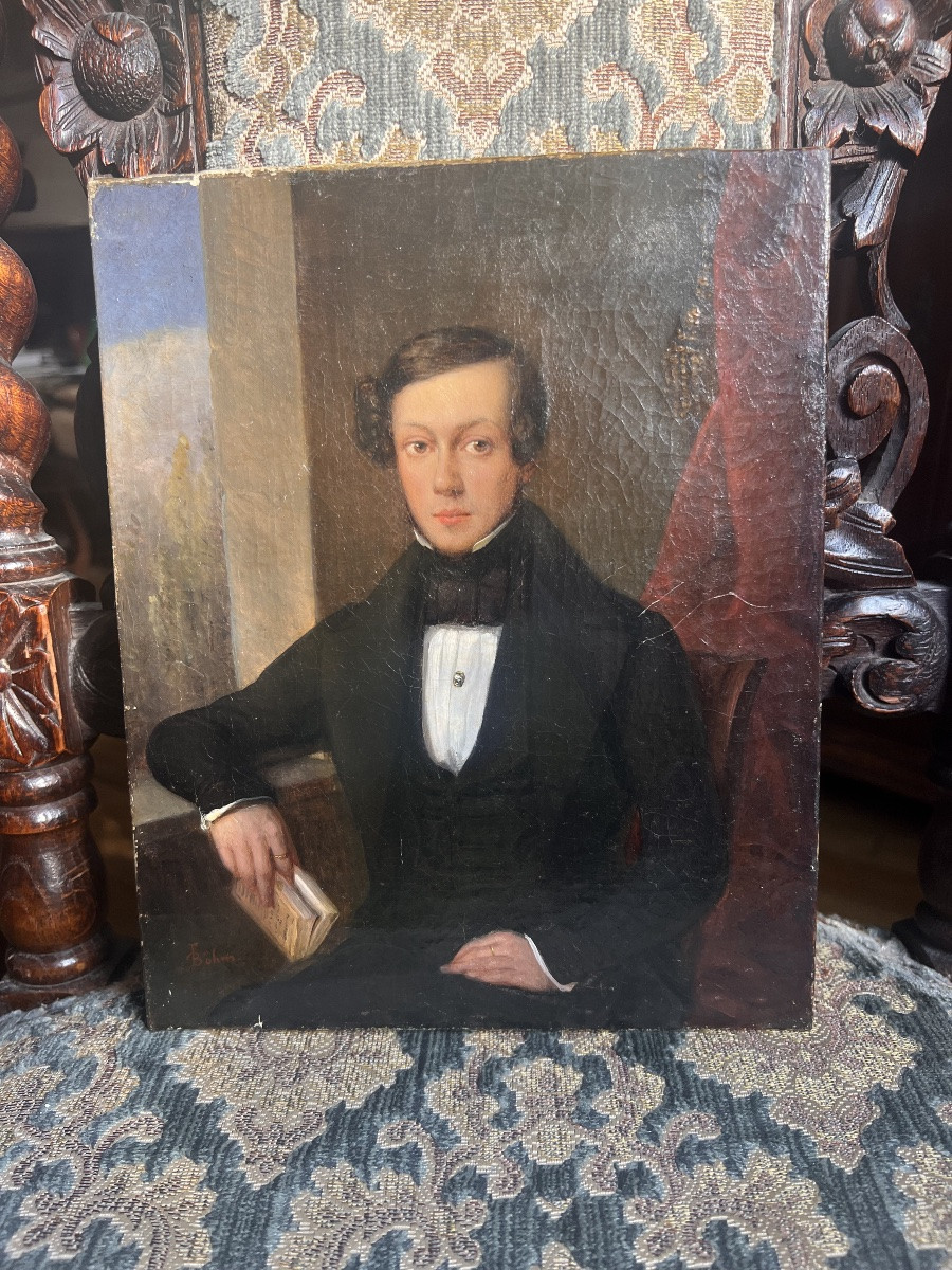 Portrait D’un Jeune Homme De Qualité Du 19 Eme Siècle -photo-1