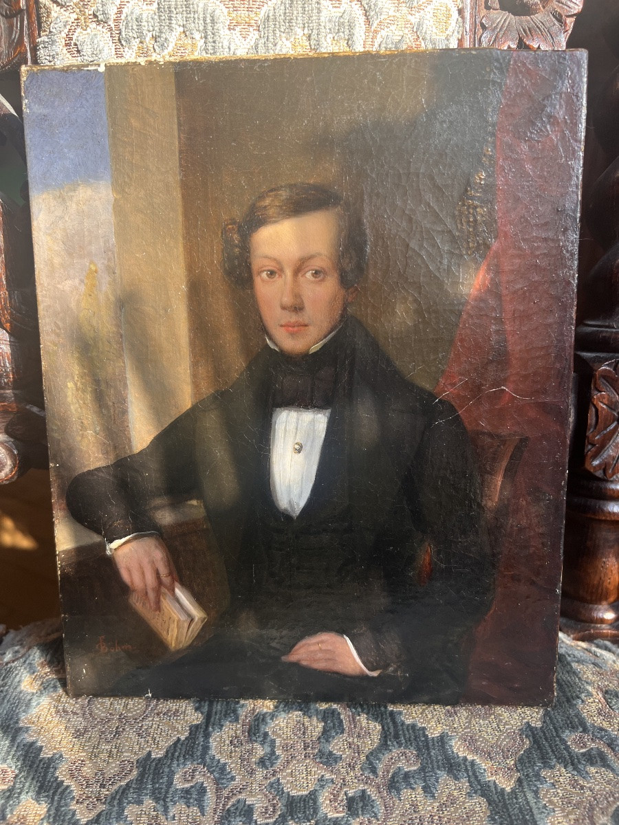 Portrait D’un Jeune Homme De Qualité Du 19 Eme Siècle -photo-2
