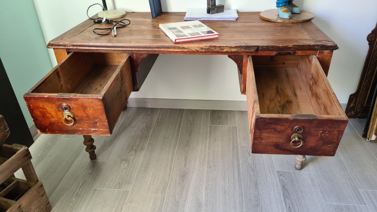 Nineteenth Century Solid Oak Desk-photo-3