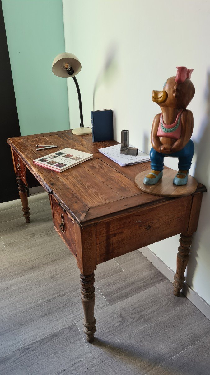 Nineteenth Century Solid Oak Desk-photo-7