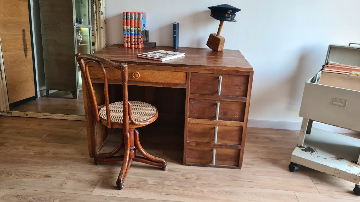 Vintage Walnut Desk Circa 1950-photo-2