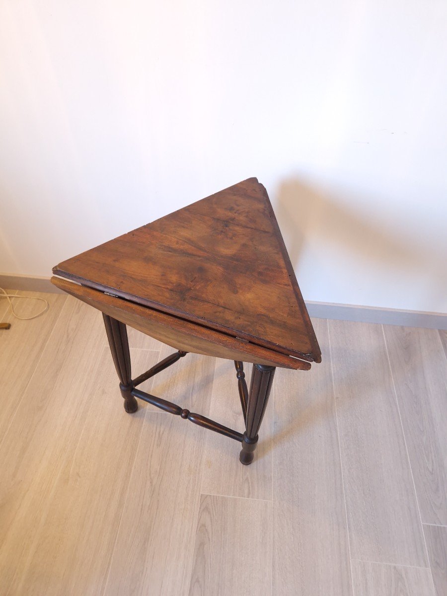 Rare 19th Century English Drop Leaf Cricket Table-photo-1