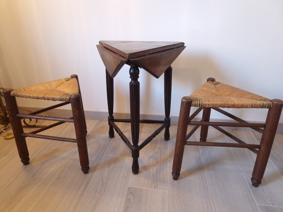 Rare 19th Century English Drop Leaf Cricket Table-photo-7