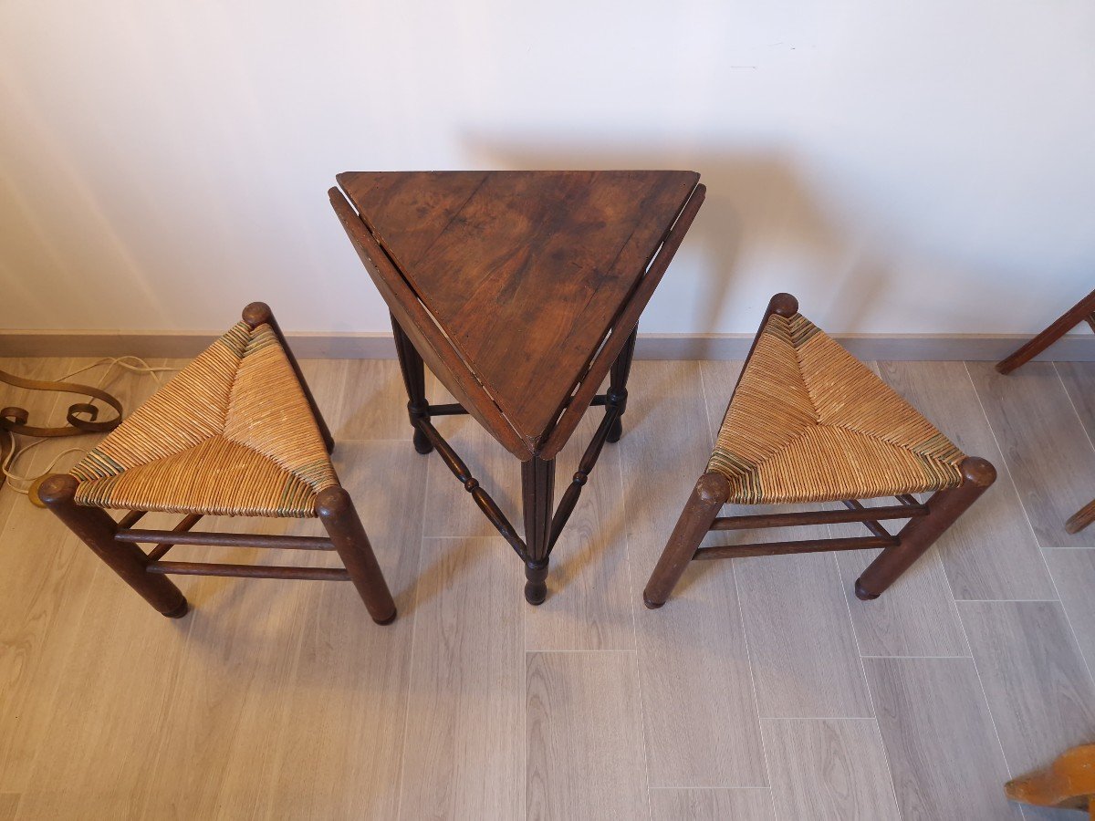 Rare 19th Century English Drop Leaf Cricket Table-photo-8