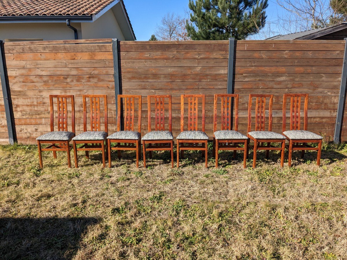 Set Of 8 Vintage Scandinavian Chairs-photo-2