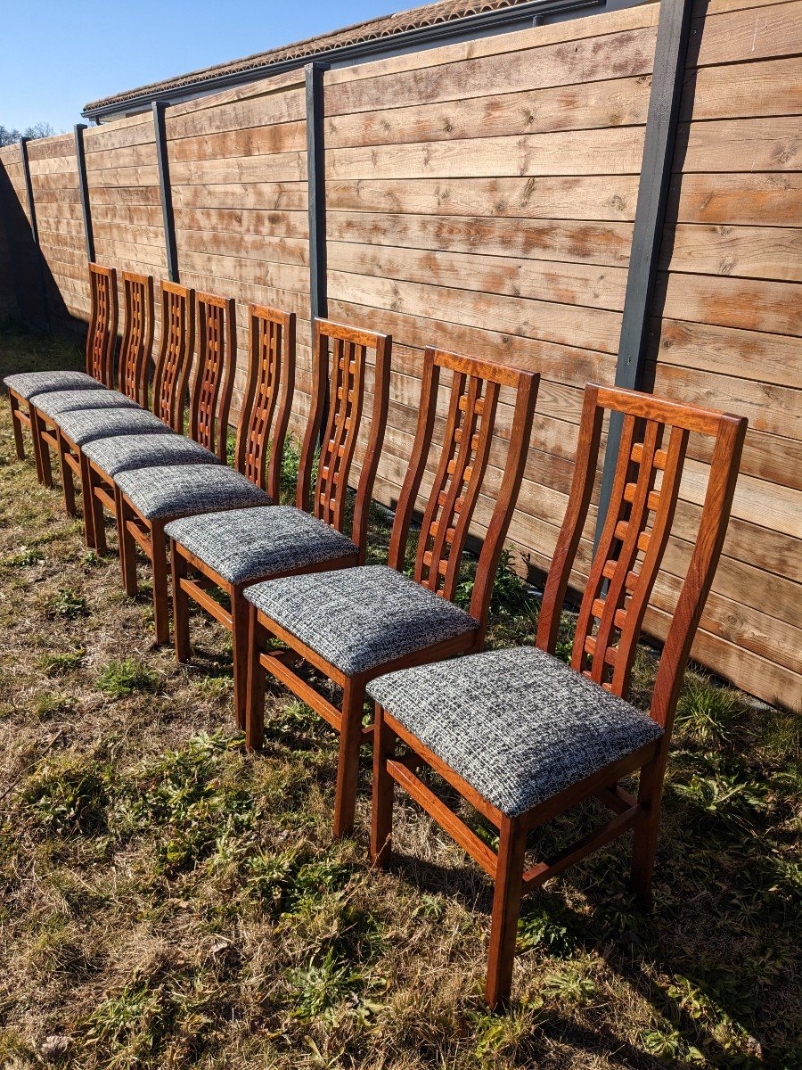 Set Of 8 Vintage Scandinavian Chairs-photo-4