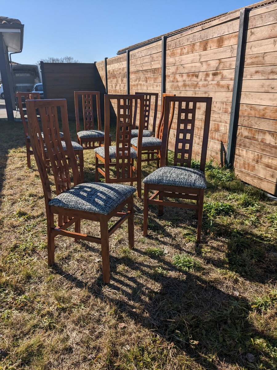 Set Of 8 Vintage Scandinavian Chairs-photo-2