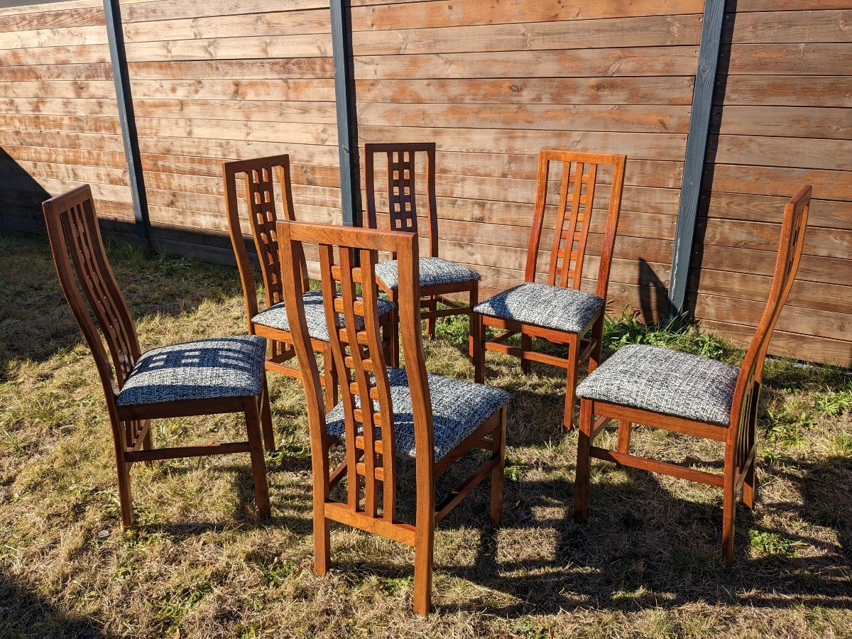 Set Of 8 Vintage Scandinavian Chairs-photo-3