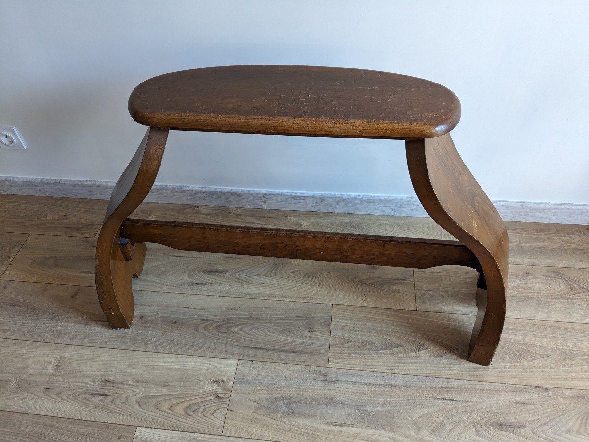 Rare Old Organ Bench In Solid Oak-photo-2