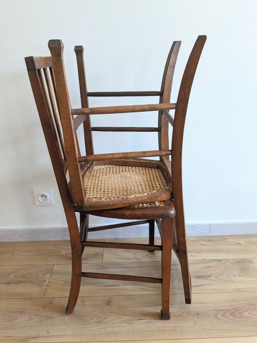 Pair Of Art Deco Caned Country Chairs-photo-8