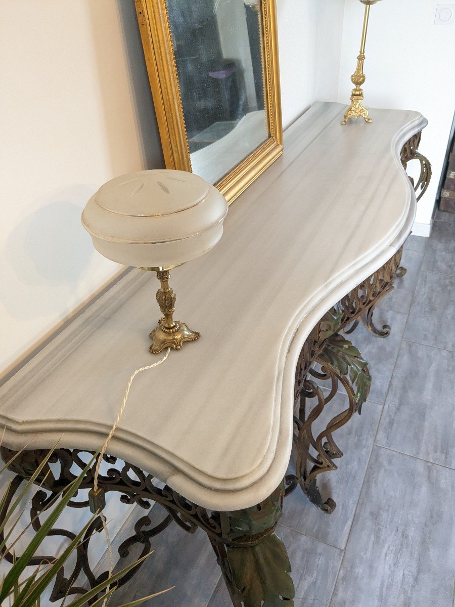 Très Grande Console Fer Forgé Style Louis XV 205cm-photo-2