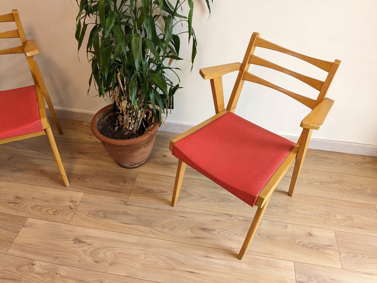 Pair Of 1950s Compass Feet Armchairs-photo-3