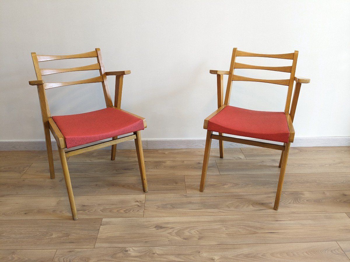 Pair Of 1950s Compass Feet Armchairs-photo-5
