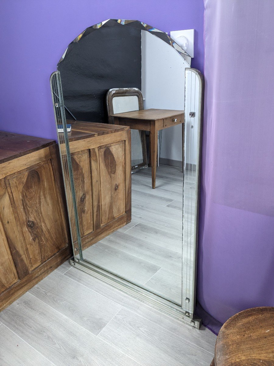 Large Art Deco Beveled Mirror 127 X 83 Cm-photo-3