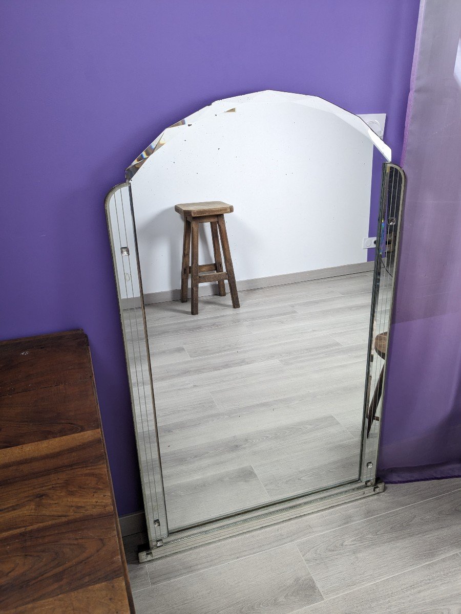 Large Art Deco Beveled Mirror 127 X 83 Cm-photo-4