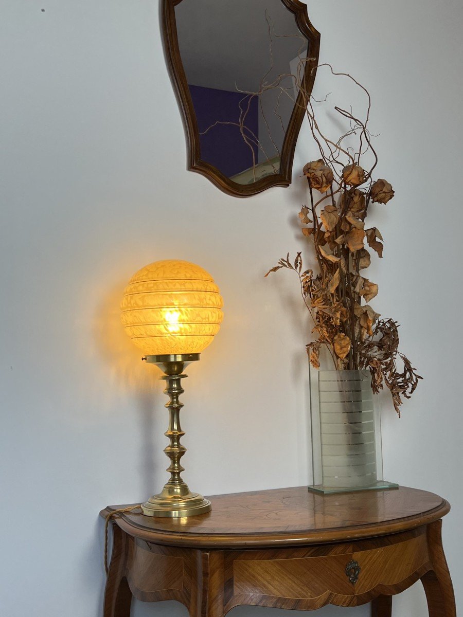 Lampe Boule En Verre De Clichy Jaune-photo-2