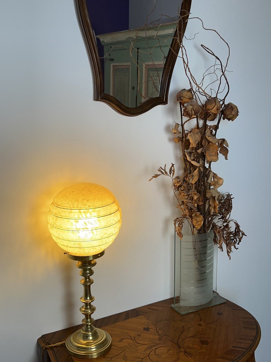 Lampe Boule En Verre De Clichy Jaune-photo-4