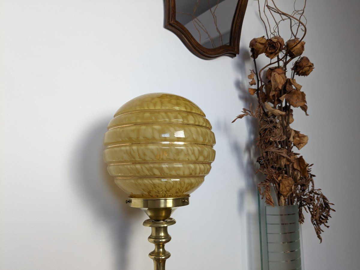 Lampe Boule En Verre De Clichy Jaune-photo-3