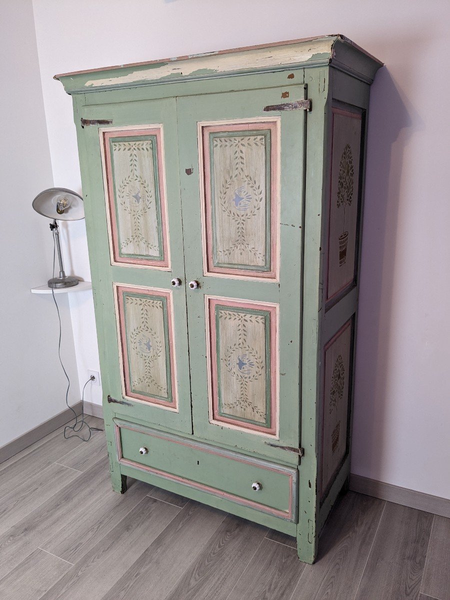 19th Century Painted Wood Bedroom Wardrobe-photo-2