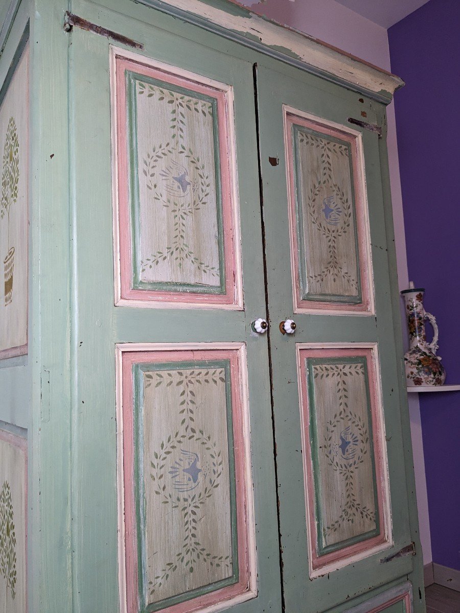 19th Century Painted Wood Bedroom Wardrobe-photo-2