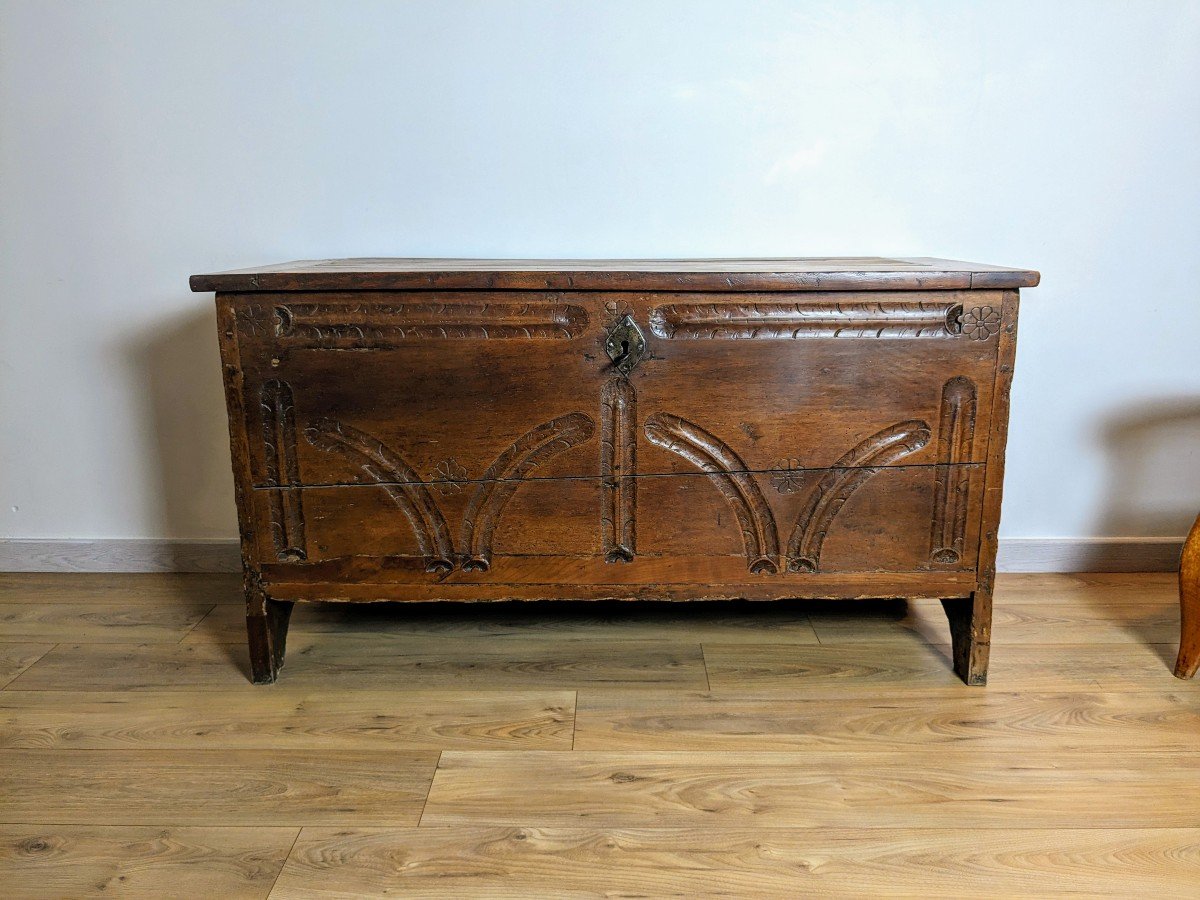 Gascon Chest In Solid Walnut 19th Century-photo-2