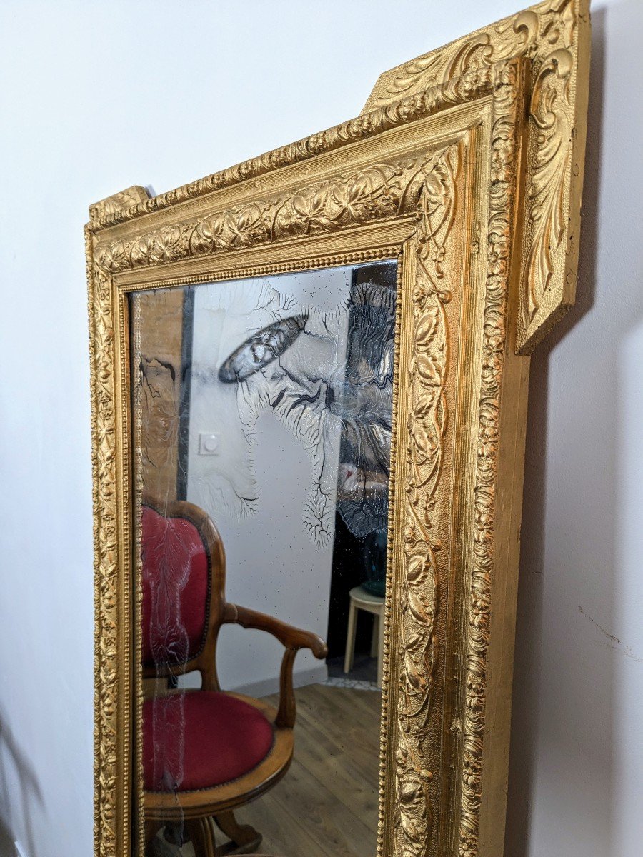 Miroir Ancien XIXème Doré 94 X 70 Cm-photo-1