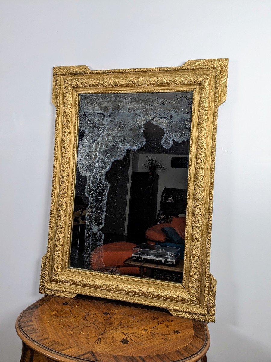 Old 19th Century Golden Mirror 94 X 70 Cm-photo-2