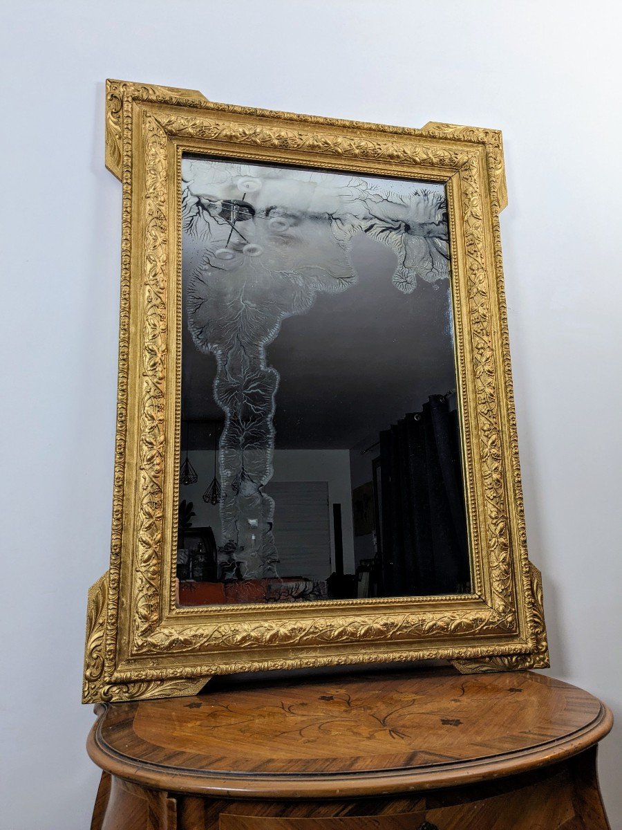 Miroir Ancien XIXème Doré 94 X 70 Cm-photo-3