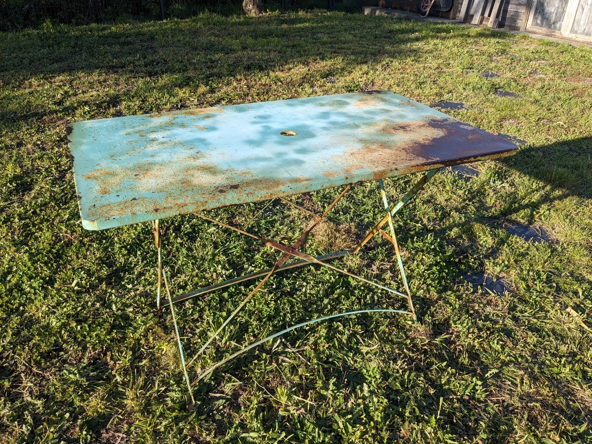 Vintage Green Folding Garden Table-photo-2