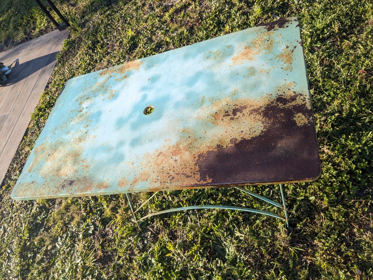 Vintage Green Folding Garden Table-photo-3