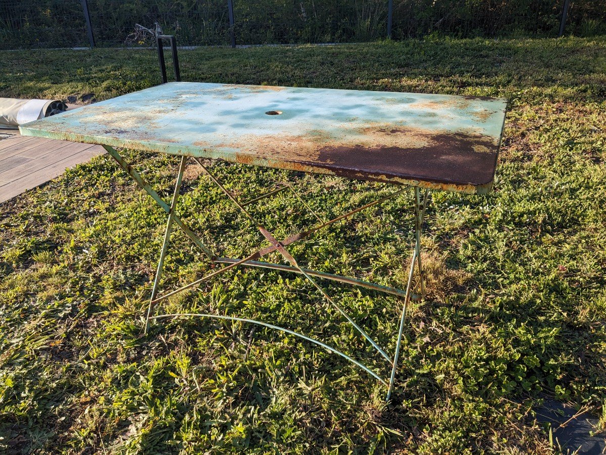 Vintage Green Folding Garden Table-photo-4