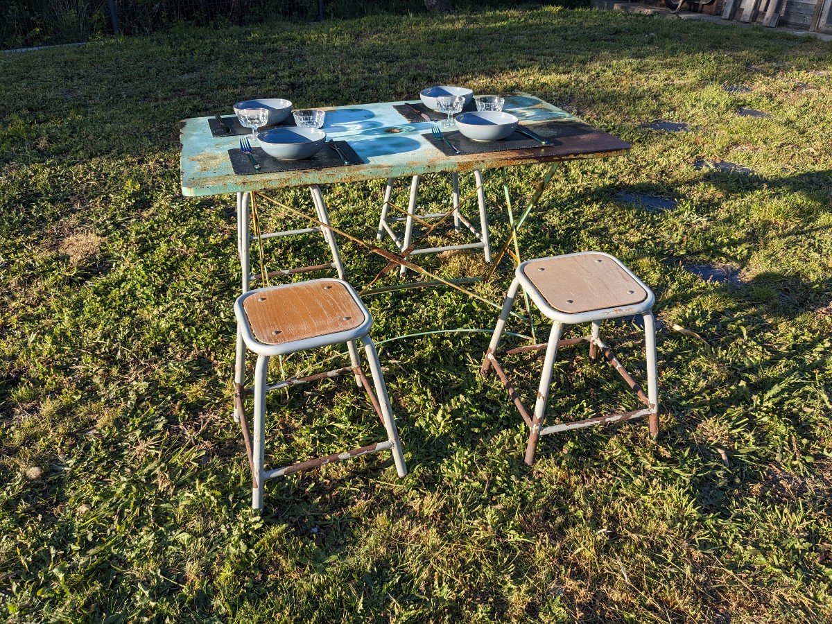 Vintage Green Folding Garden Table-photo-1