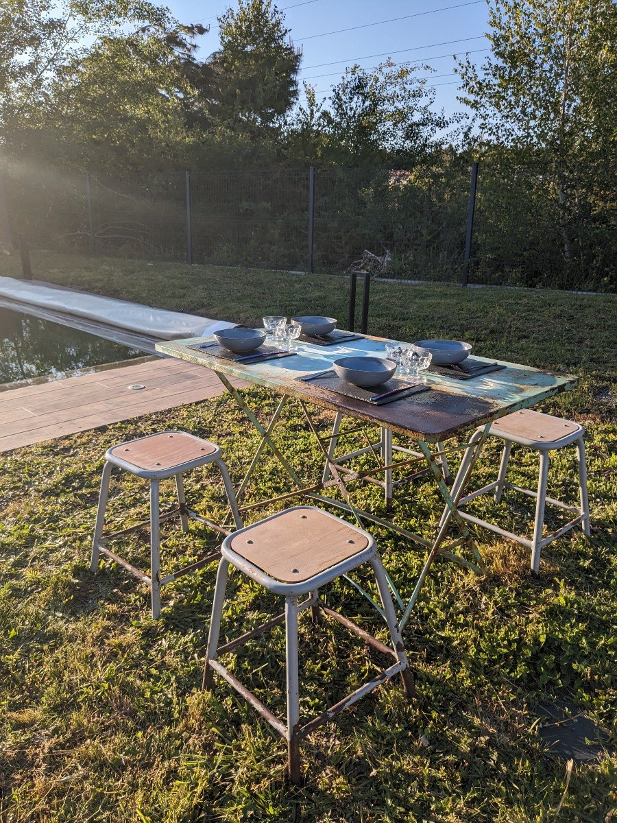 Vintage Green Folding Garden Table-photo-4