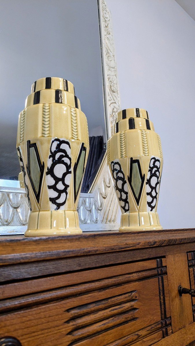 Pair Of Art Deco Vases From The Orchies Factory-photo-4