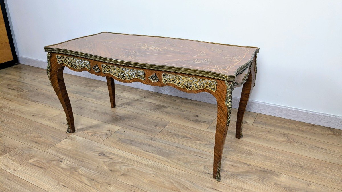 Louis XV Style Inlaid Coffee Table-photo-3