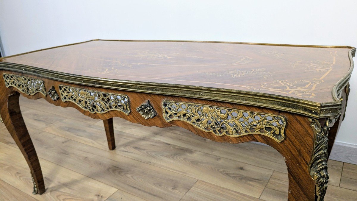 Louis XV Style Inlaid Coffee Table-photo-1