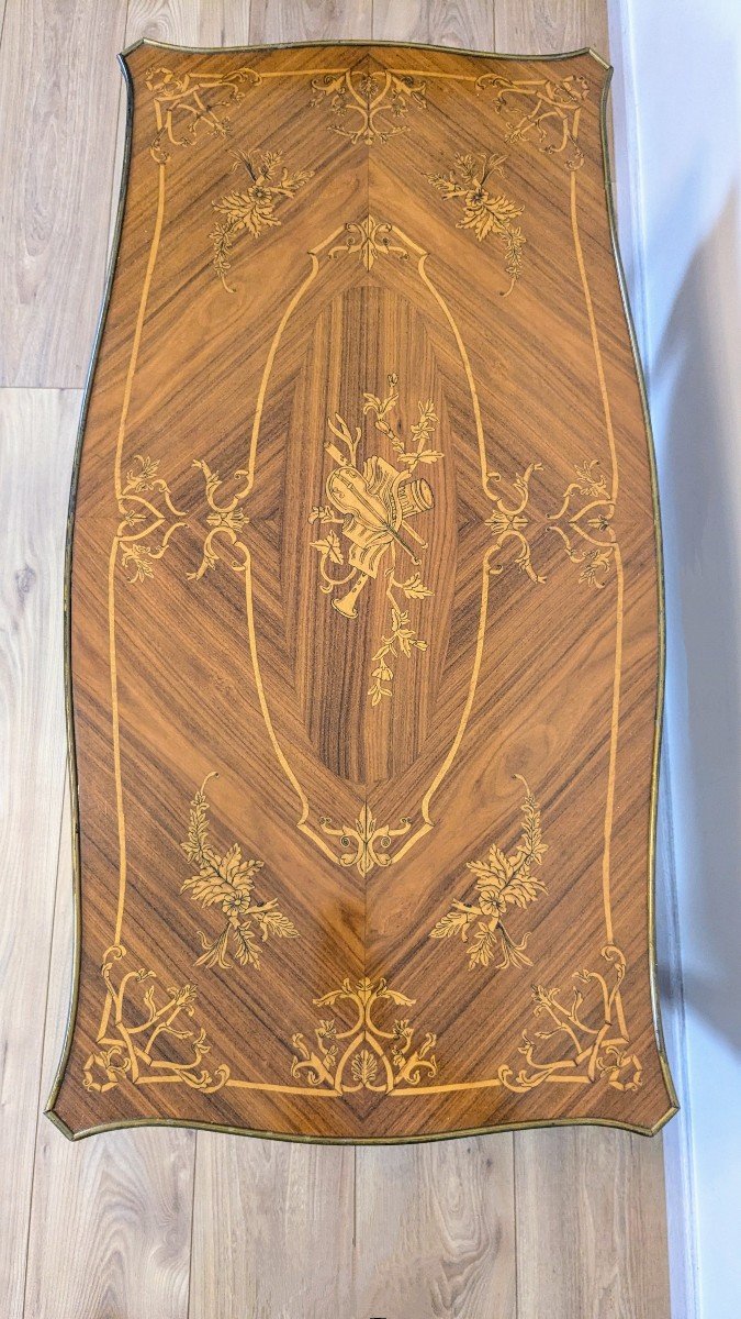 Louis XV Style Inlaid Coffee Table-photo-4