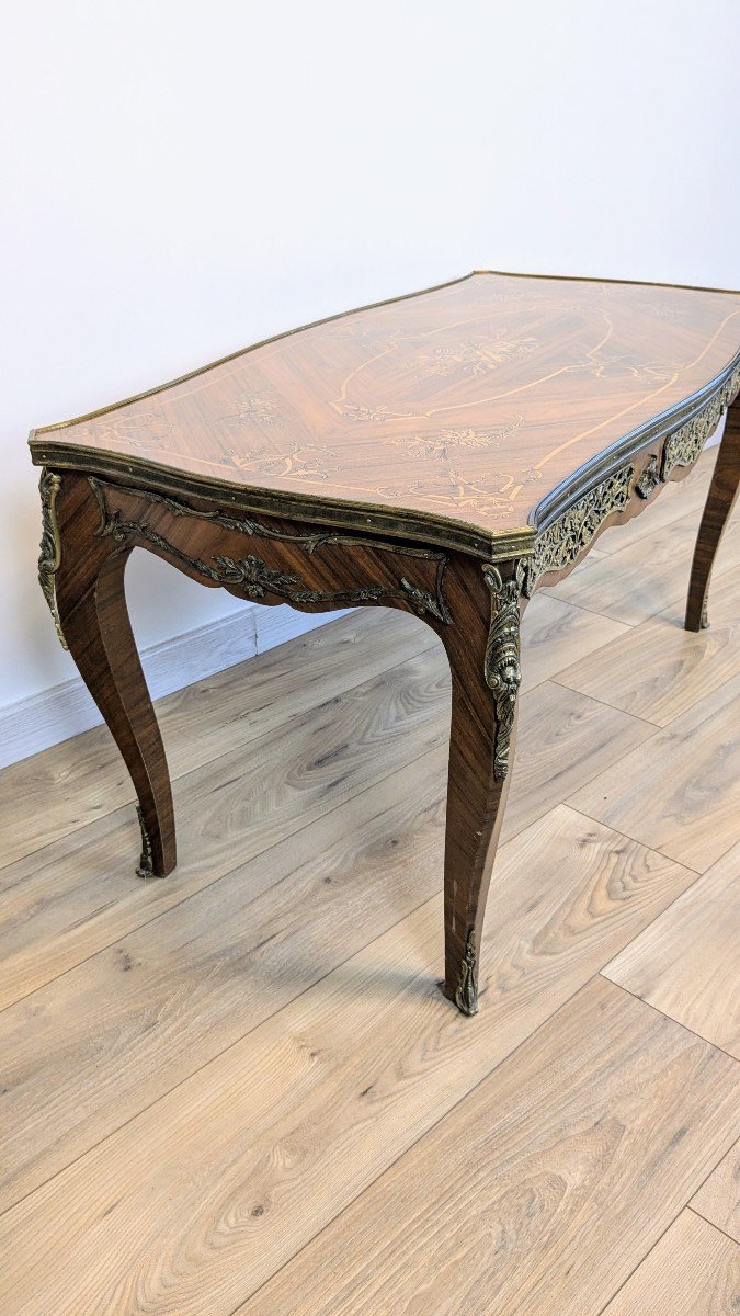 Louis XV Style Inlaid Coffee Table-photo-5